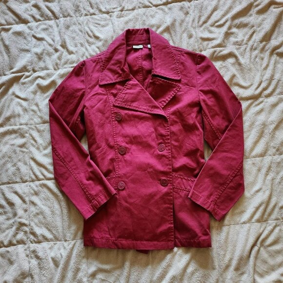 Merona Red Peacoat Jacket Sz XS 100% cotton vintage Preppy academia - Picture 4 of 8